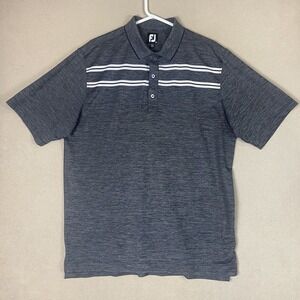 Footjoy‎ Polo Shirt Mens Large Gray Golfing Tennis Performance Logo Preppy Adult
